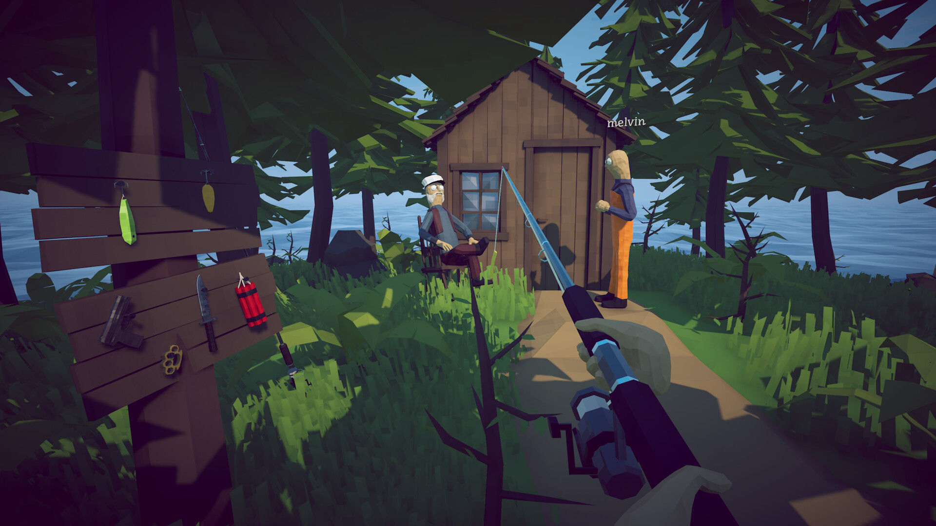 A player fishing from a bright shoreline in How to Fish